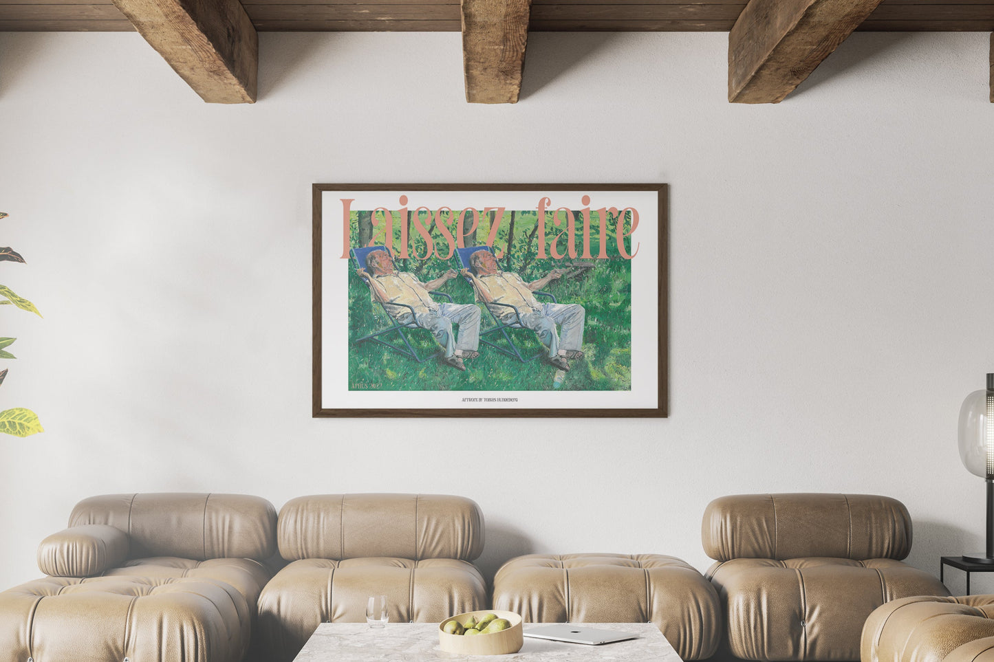 LAISSEZ FAIRE - Green Art Poster in livingroom | InSitu Posters