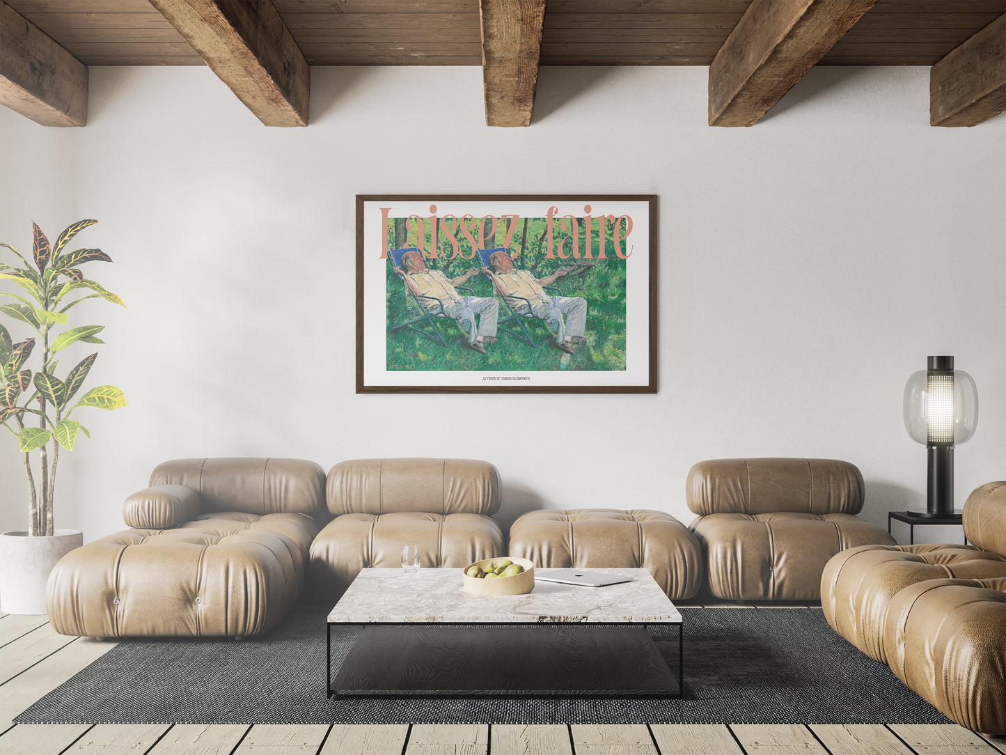 LAISSEZ FAIRE - Green Art Poster in livingroom | InSitu Posters